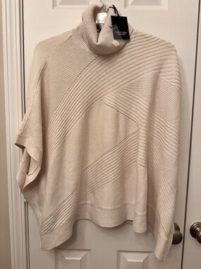 Simply Vera Vera Wang Cream Ribbed Turtleneck Poncho